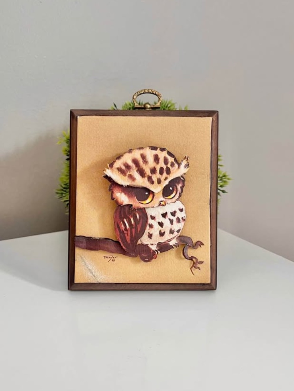 Cottagecore Owl Art Rustic Wise Old Owl 3D Paper Tole Woodland Wall Decor